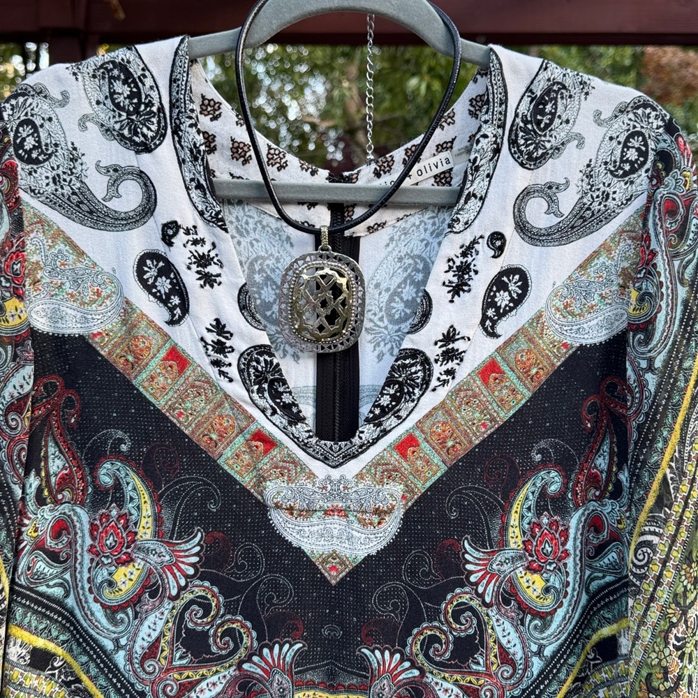 🩷 Alice + Olivia; Beautiful, Unique Design, 3/4 Length Sleeve Short Dress, Sz. L - Picture 10 of 11